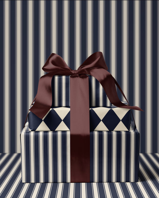 Classic Blue Striped Christmas Wrapping Paper. Vintage Striped Holiday Gift Wrap. elegant Christmas Gift Wrap. Traditional Retro Gift Wrap