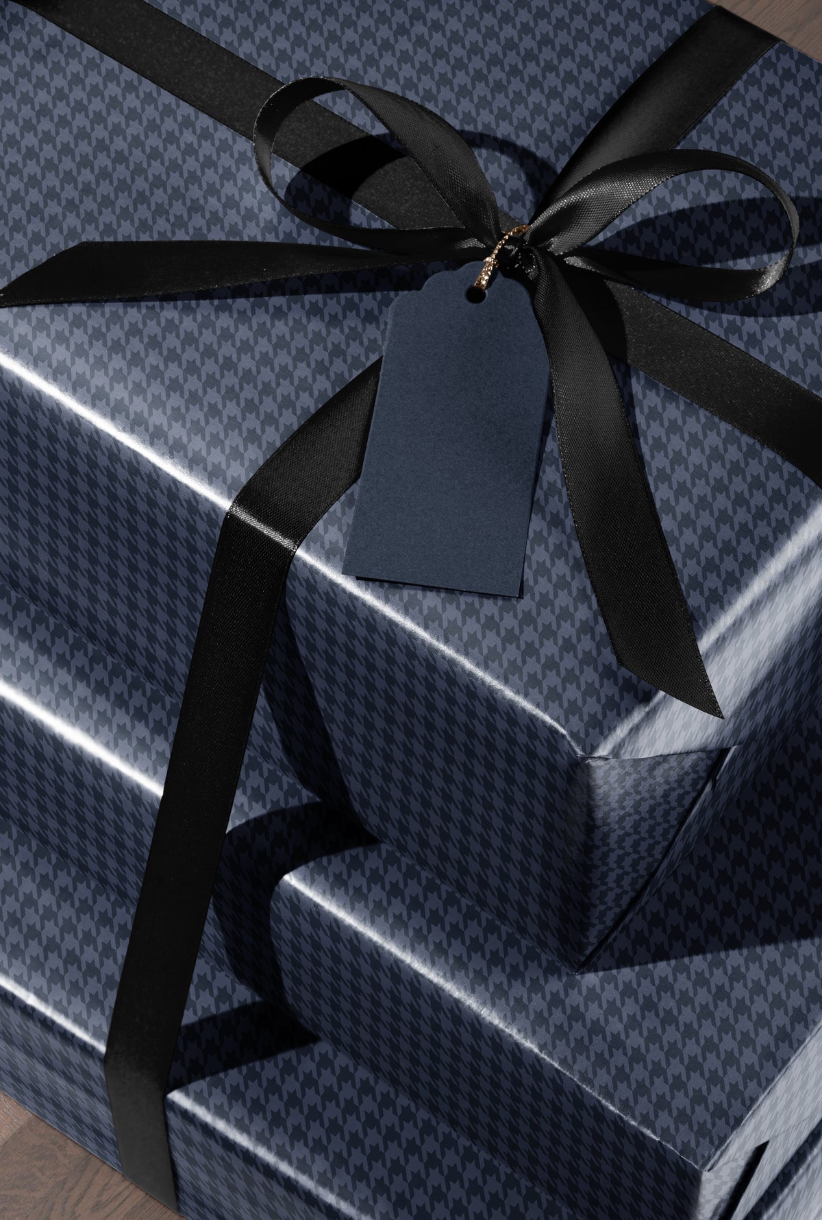 Blue Houndstooth Wrapping Paper. Elegant Wrapping Paper for Him. Vintage Christmas Gift Wrap. Masculine Gift Wrap. Luxury Wrapping Paper