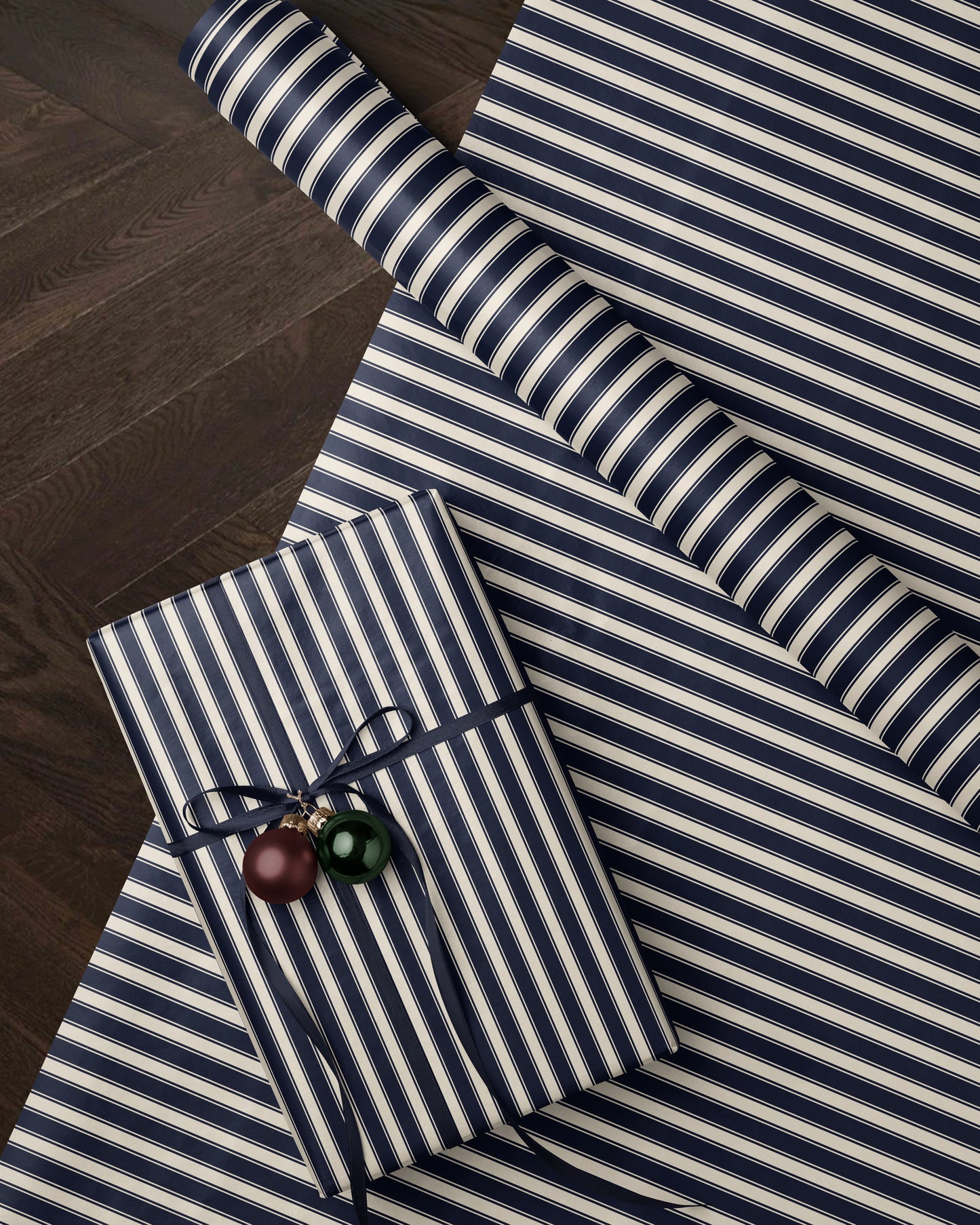 Classic Blue Striped Christmas Wrapping Paper. Vintage Striped Holiday Gift Wrap. elegant Christmas Gift Wrap. Traditional Retro Gift Wrap