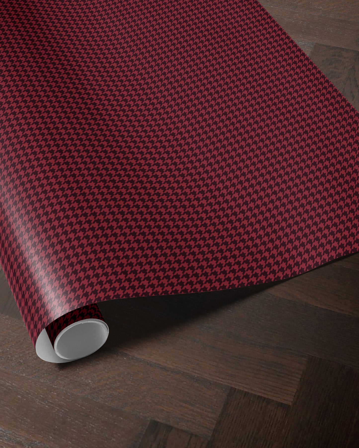 Cherry Red Houndstooth Wrapping Paper. Elegant Wrapping Paper. Vintage Red Christmas Gift Wrap. Retro Gift Wrap. Luxury Wrapping Paper
