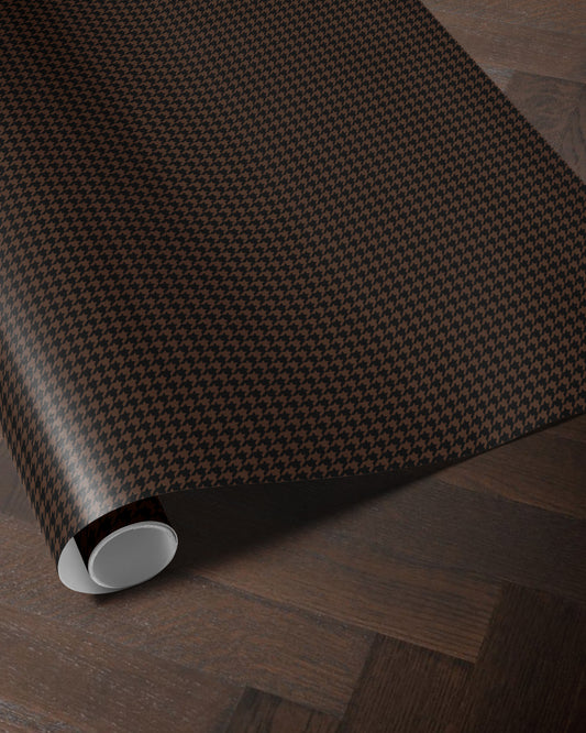 Black Brown Houndstooth Wrapping Paper. Elegant Wrapping Paper for Him. Vintage Christmas Gift Wrap. Masculine Gift Wrap. Luxury Wrapping Paper