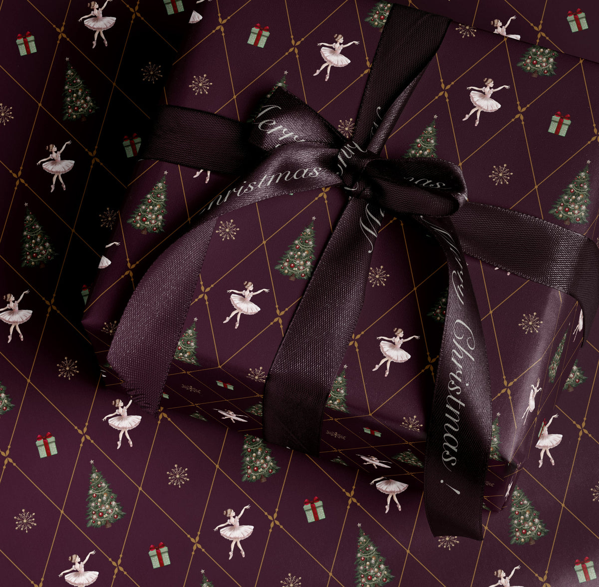Ballerina Wrapping Paper Girl Gift Wrap Nutcracker Gift Wrap Elegant Christmas Gift Wrap Ballet Wrapping Paper Christmas Gift Wrap Girl Plum Purple Christmas Gift Wrap