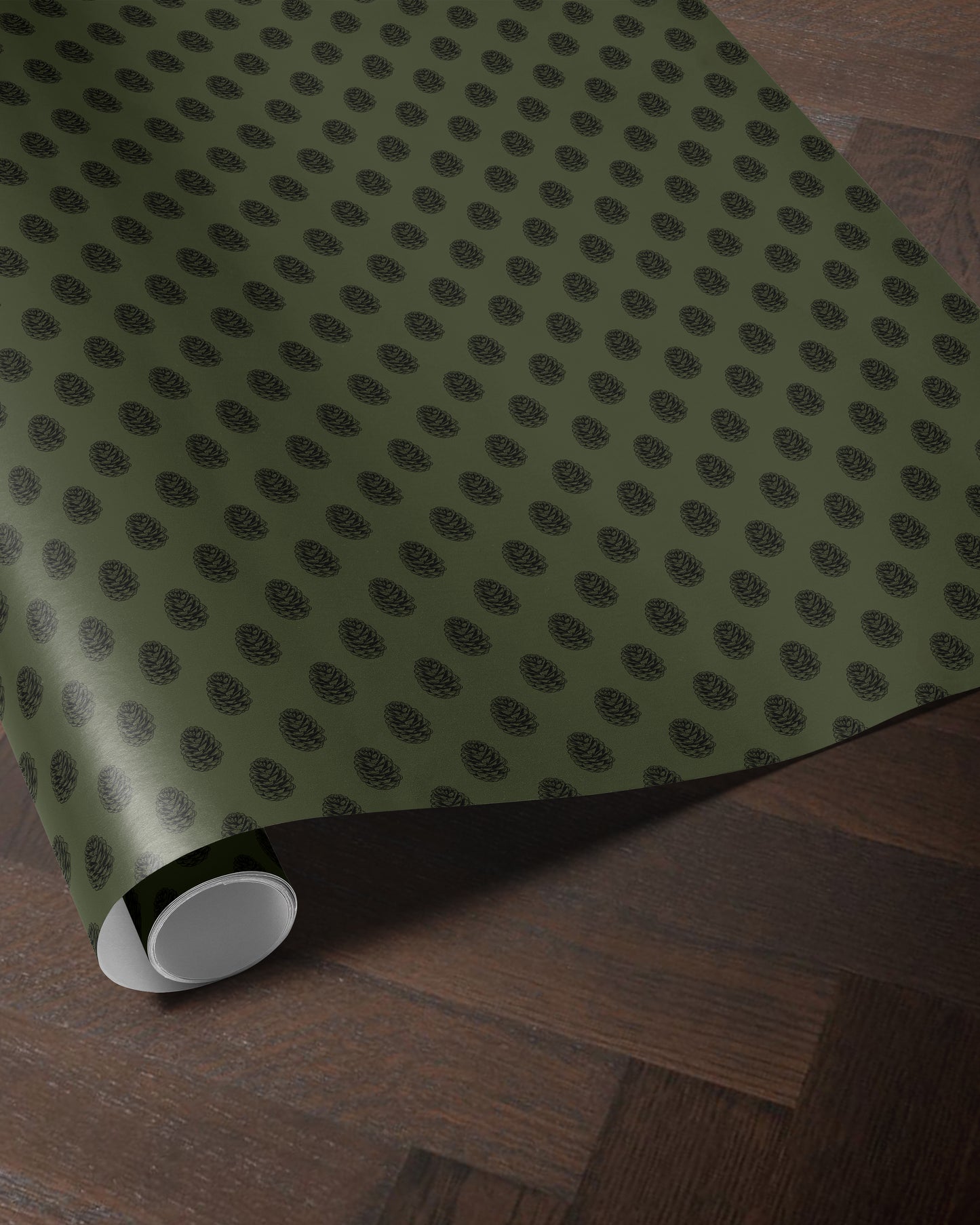 Green Christmas Pinecone Wrapping Paper