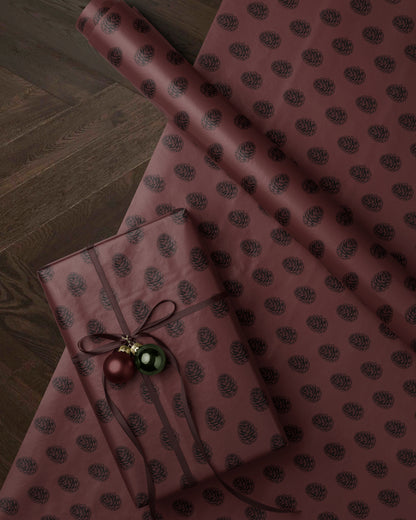Brown Pinecone Holiday Gift Wrap