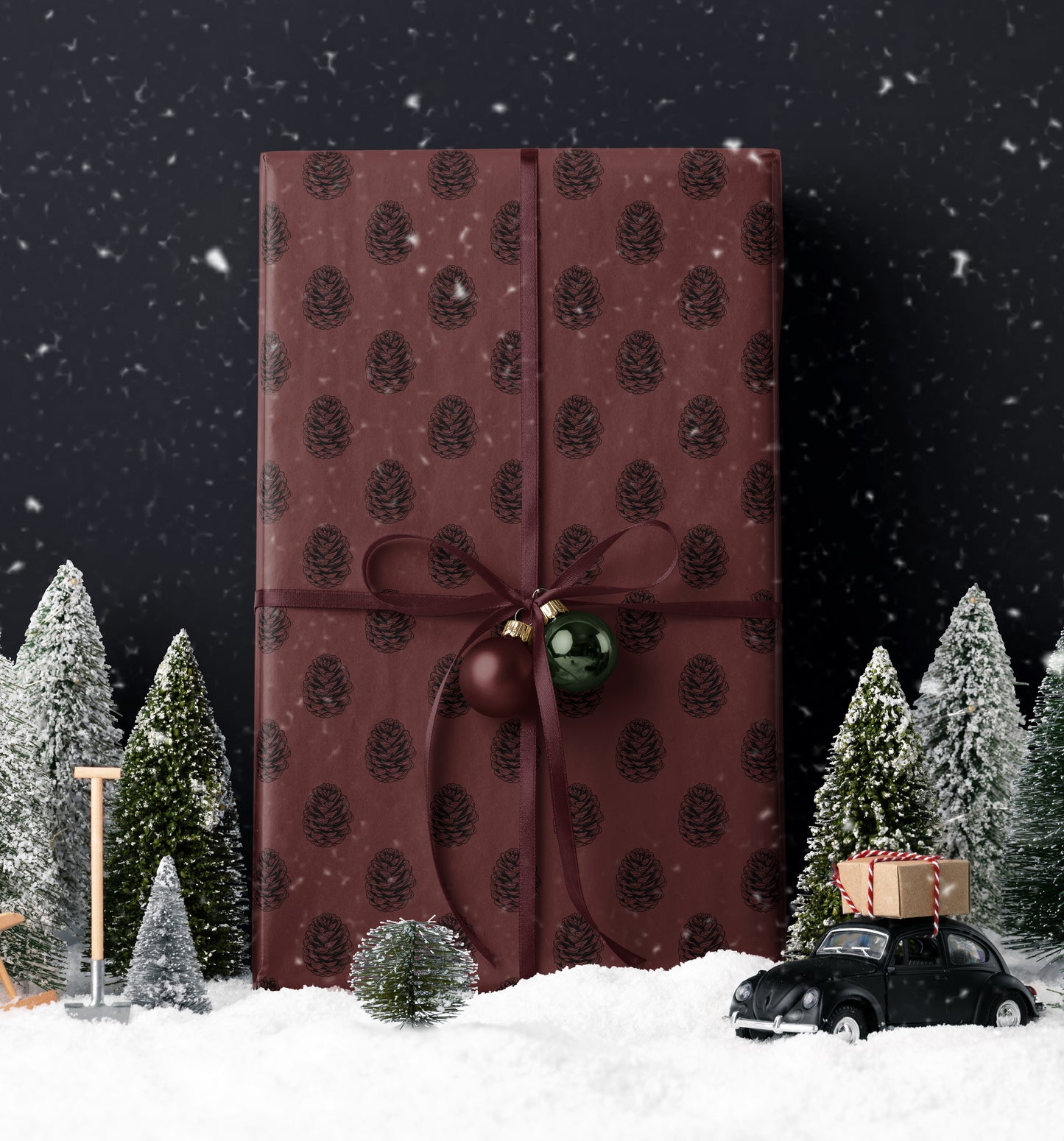 Brown Pinecone Holiday Gift Wrap