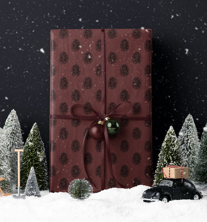 Brown Pinecone Holiday Gift Wrap