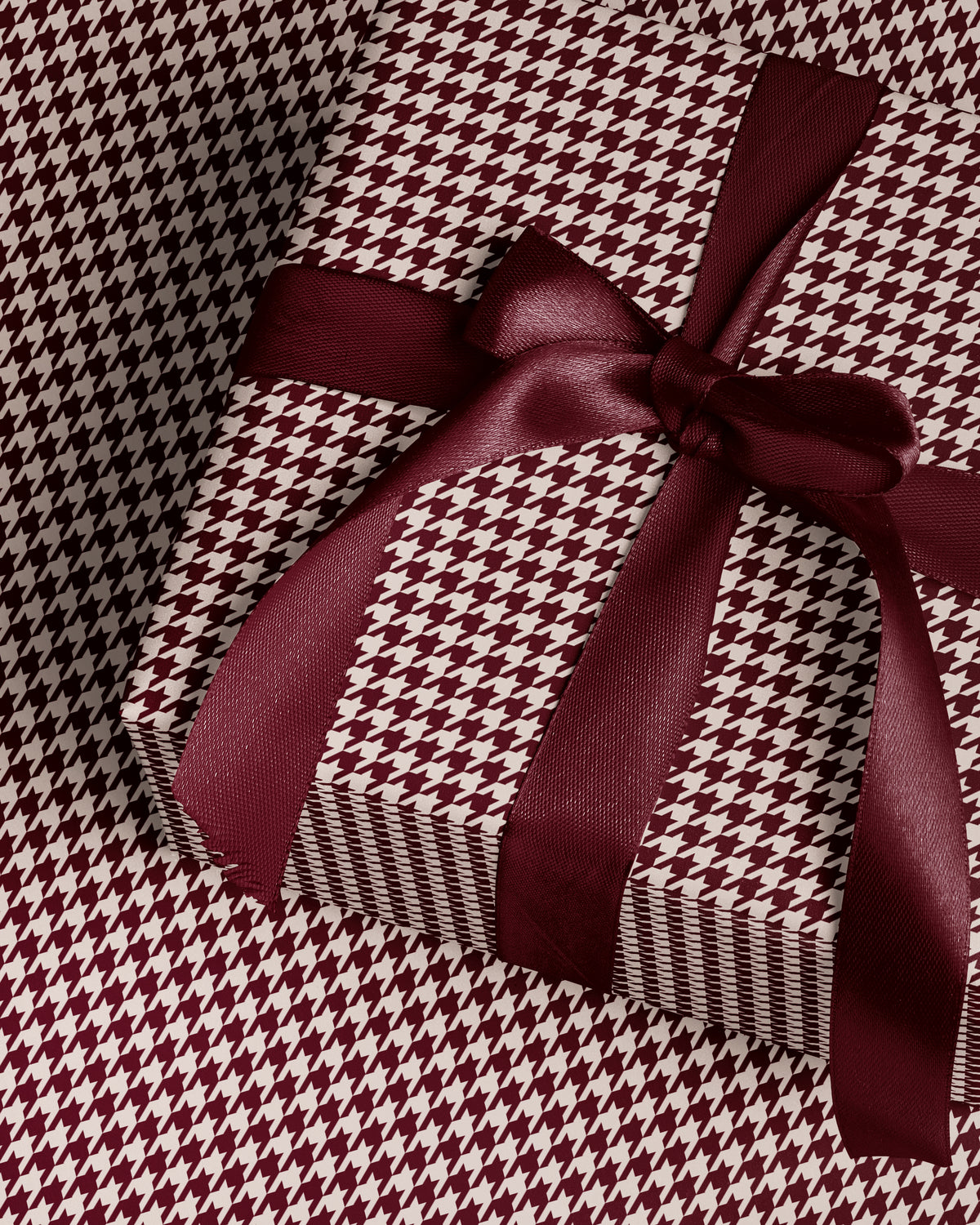 Burgundy Houndstooth Wrapping Paper