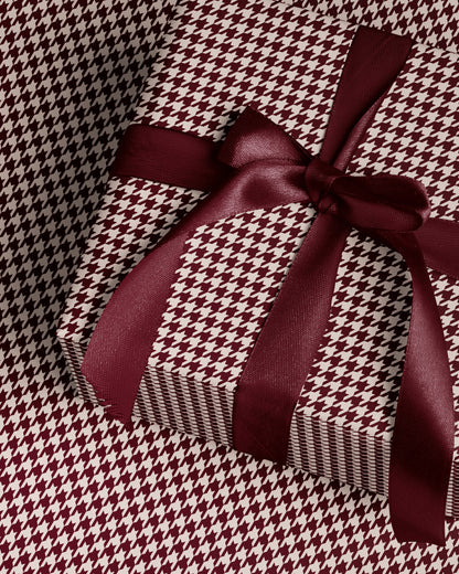 Burgundy Houndstooth Wrapping Paper