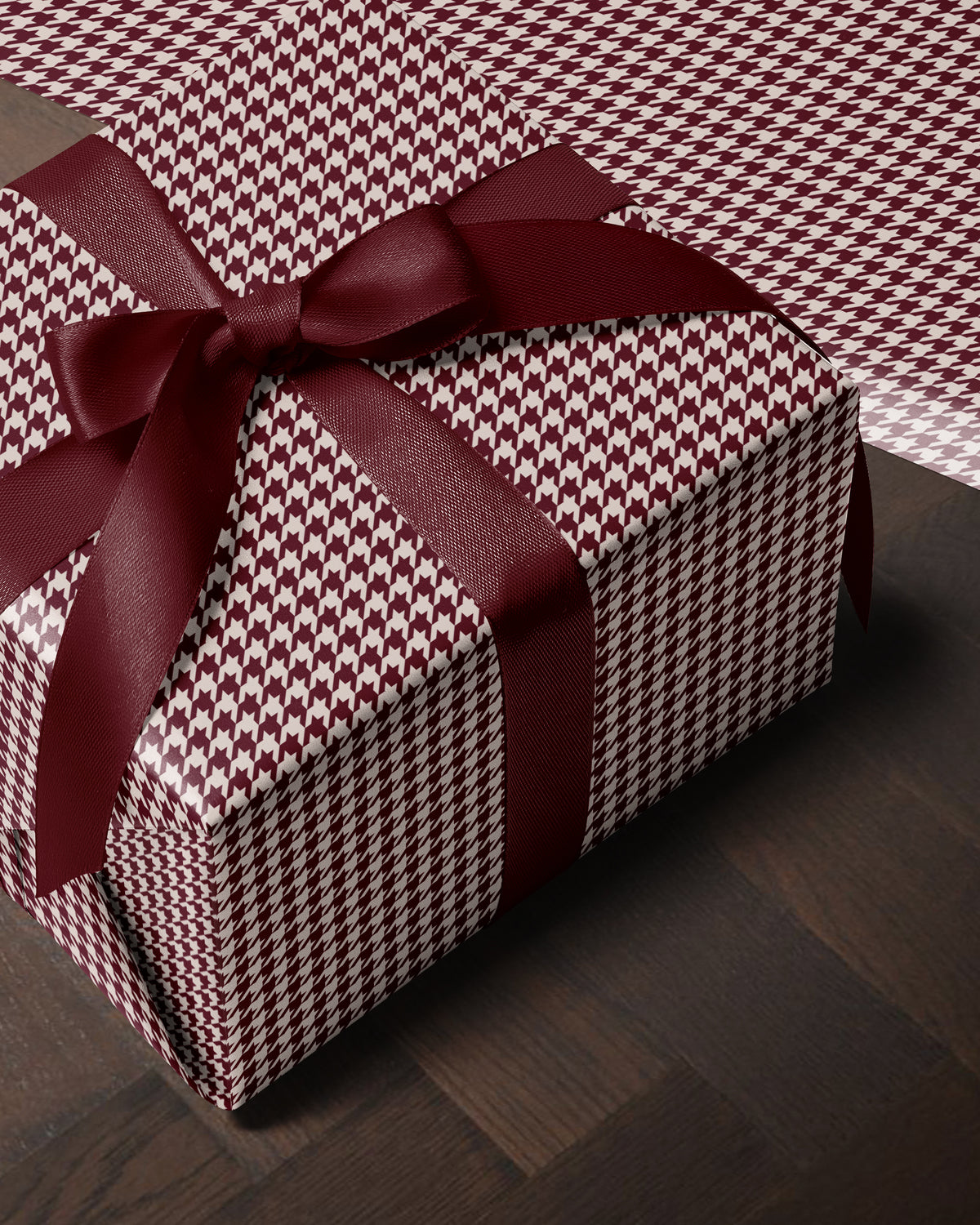 Burgundy Houndstooth Wrapping Paper