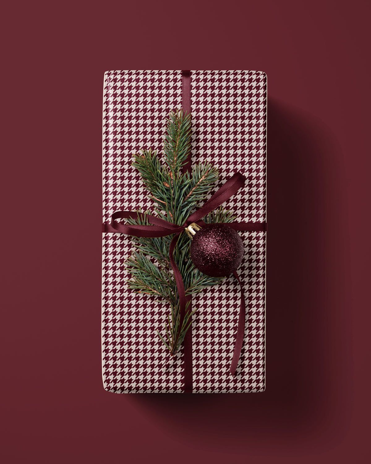 Burgundy Houndstooth Wrapping Paper