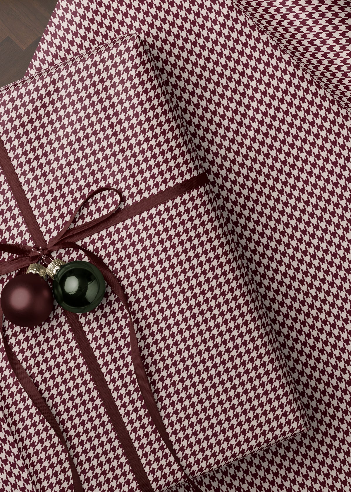 Burgundy Houndstooth Wrapping Paper