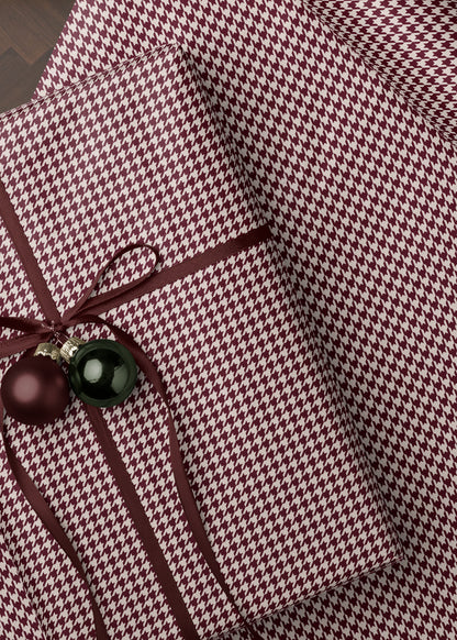 Burgundy Houndstooth Wrapping Paper
