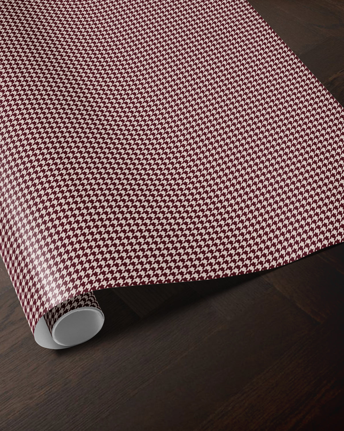 Burgundy Houndstooth Wrapping Paper