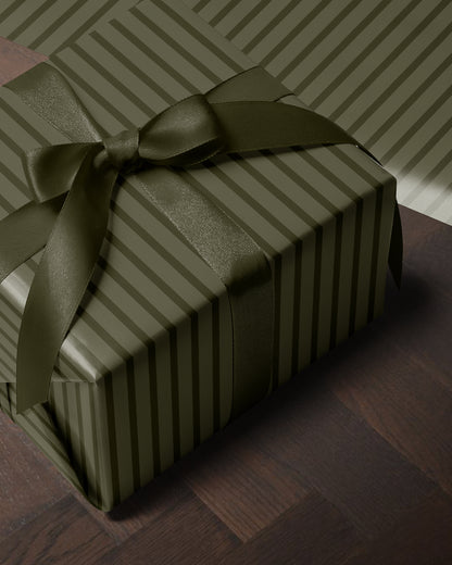 Olive Green Striped Wrapping Paper