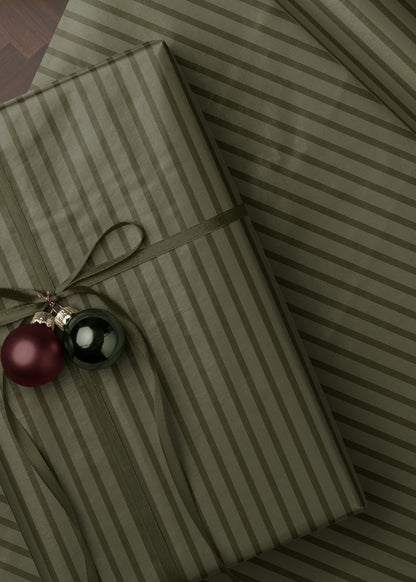 Olive Green Striped Wrapping Paper