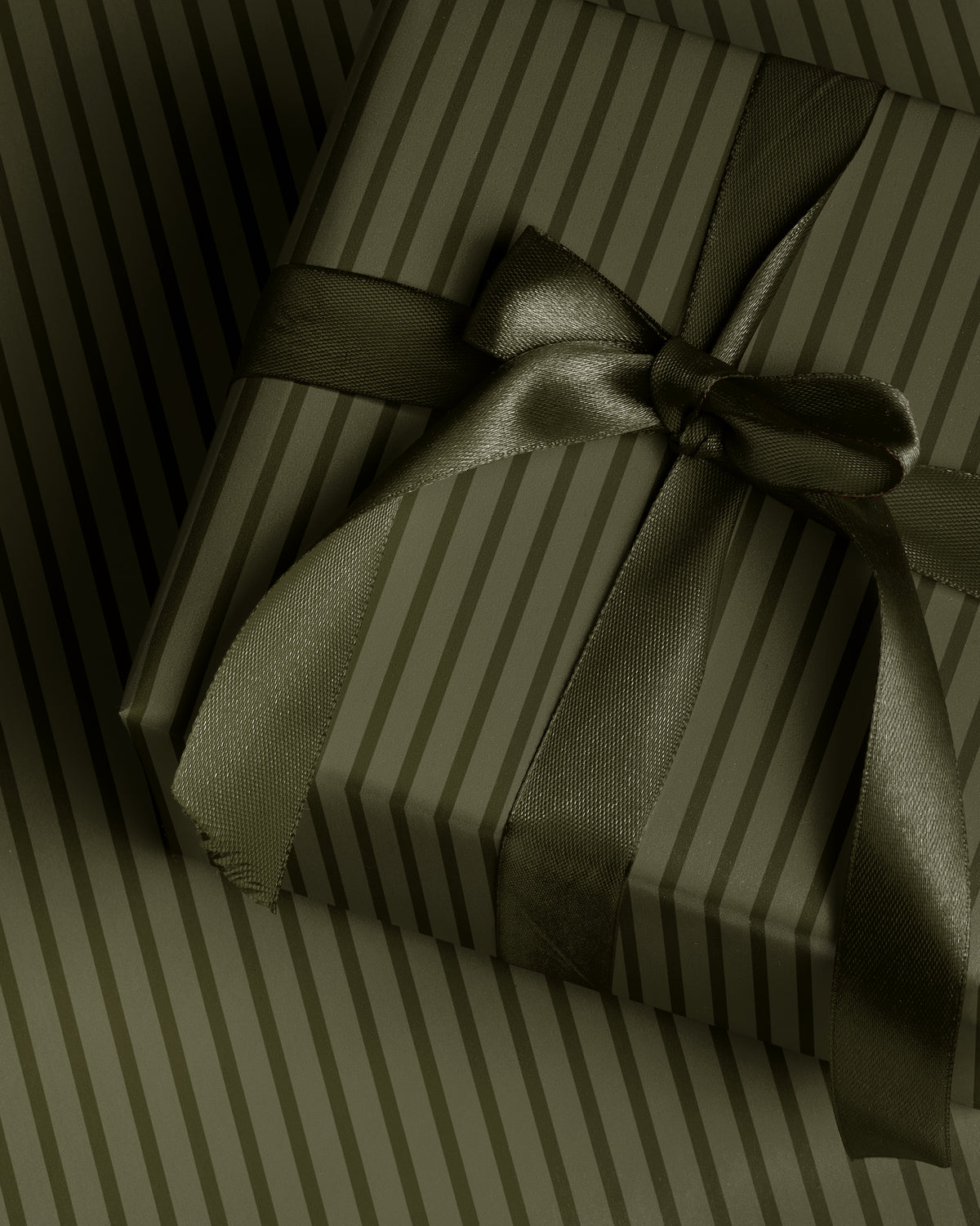 Olive Green Striped Wrapping Paper