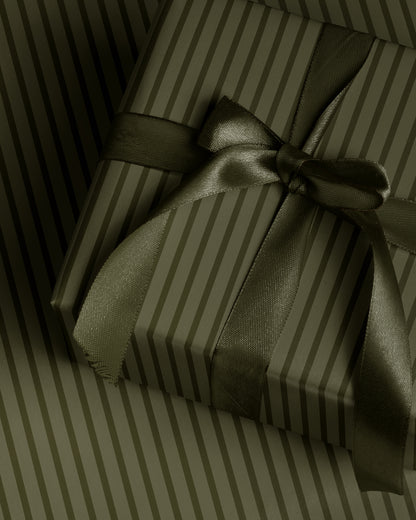 Olive Green Striped Wrapping Paper