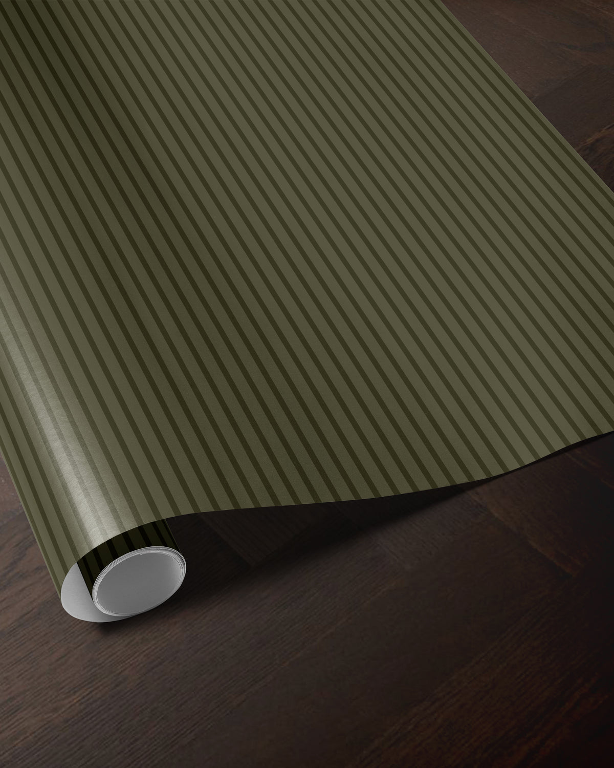 Olive Green Striped Wrapping Paper