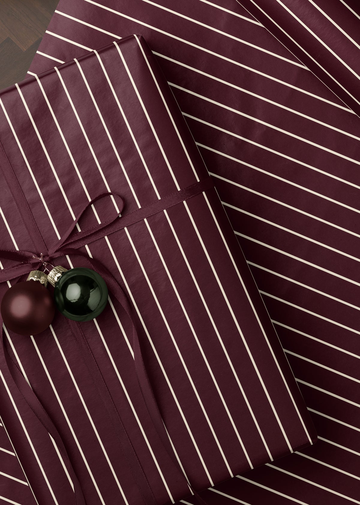 Cabernet Red Striped Wrapping Paper