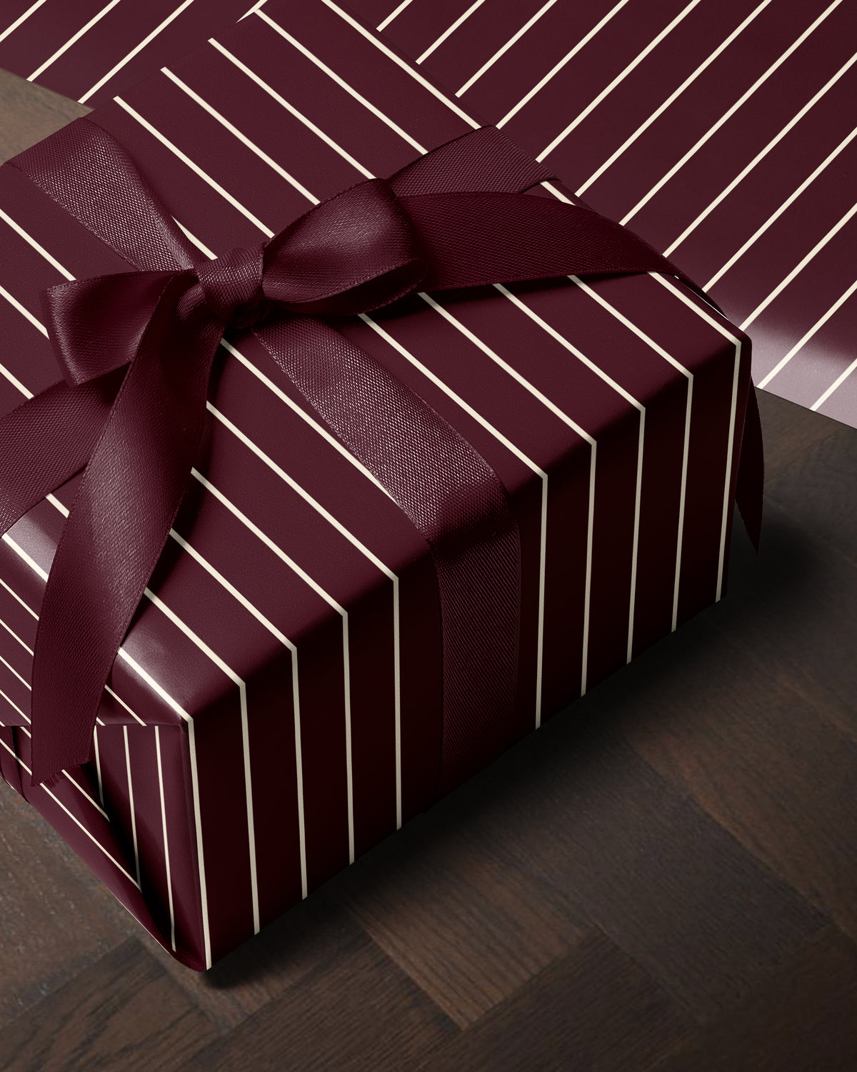 Cabernet Red Striped Wrapping Paper