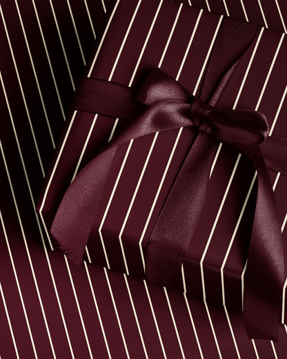 Cabernet Red Striped Wrapping Paper