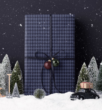 Blue Gift Wrap Roll. Plaid Wrapping Paper. Christmas GIft Wrap Paper. Classic Christmas Paper. Blue Holiday Gift Wrap for him 