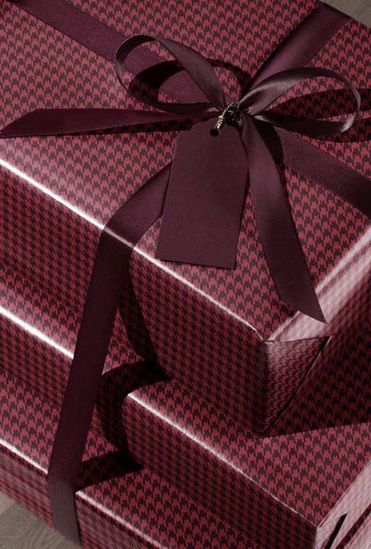 Cherry Red Houndstooth Wrapping Paper. Elegant Wrapping Paper. Vintage Red Christmas Gift Wrap. Retro Gift Wrap. Luxury Wrapping Paper 