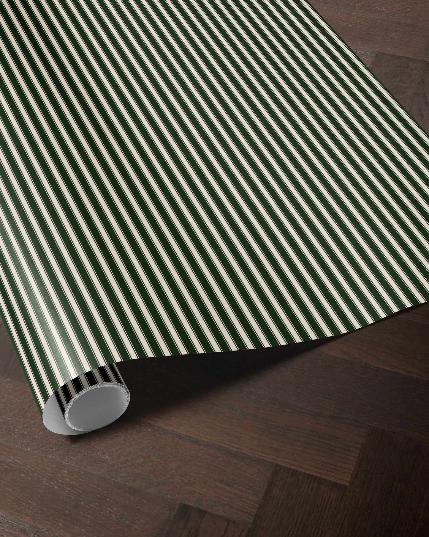 Classic Green Striped Christmas Wrapping Paper. Vintage Striped Holiday Gift Wrap. elegant Christmas Gift Wrap. Traditional Retro Gift Wrap 