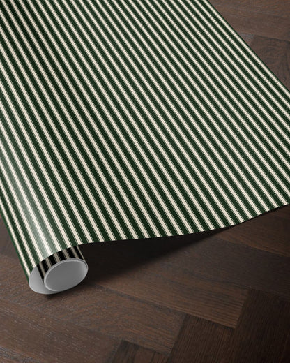 Classic Green Striped Christmas Wrapping Paper. Vintage Striped Holiday Gift Wrap. elegant Christmas Gift Wrap. Traditional Retro Gift Wrap 