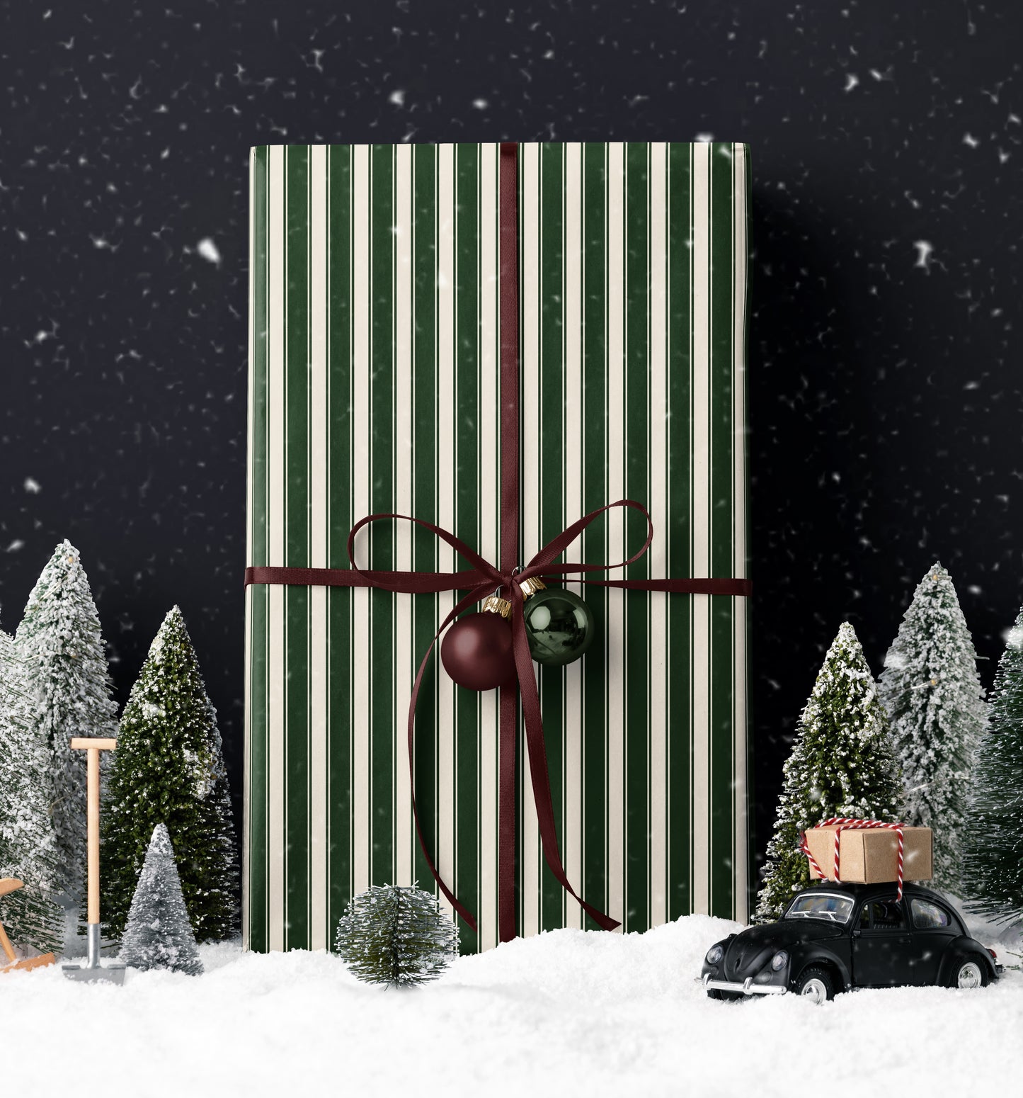 Classic Green Striped Christmas Wrapping Paper. Vintage Striped Holiday Gift Wrap. elegant Christmas Gift Wrap. Traditional Retro Gift Wrap 