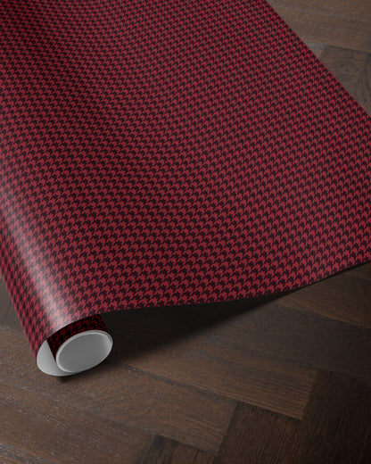 Cherry Red Houndstooth Wrapping Paper. Elegant Wrapping Paper. Vintage Red Christmas Gift Wrap. Retro Gift Wrap. Luxury Wrapping Paper 
