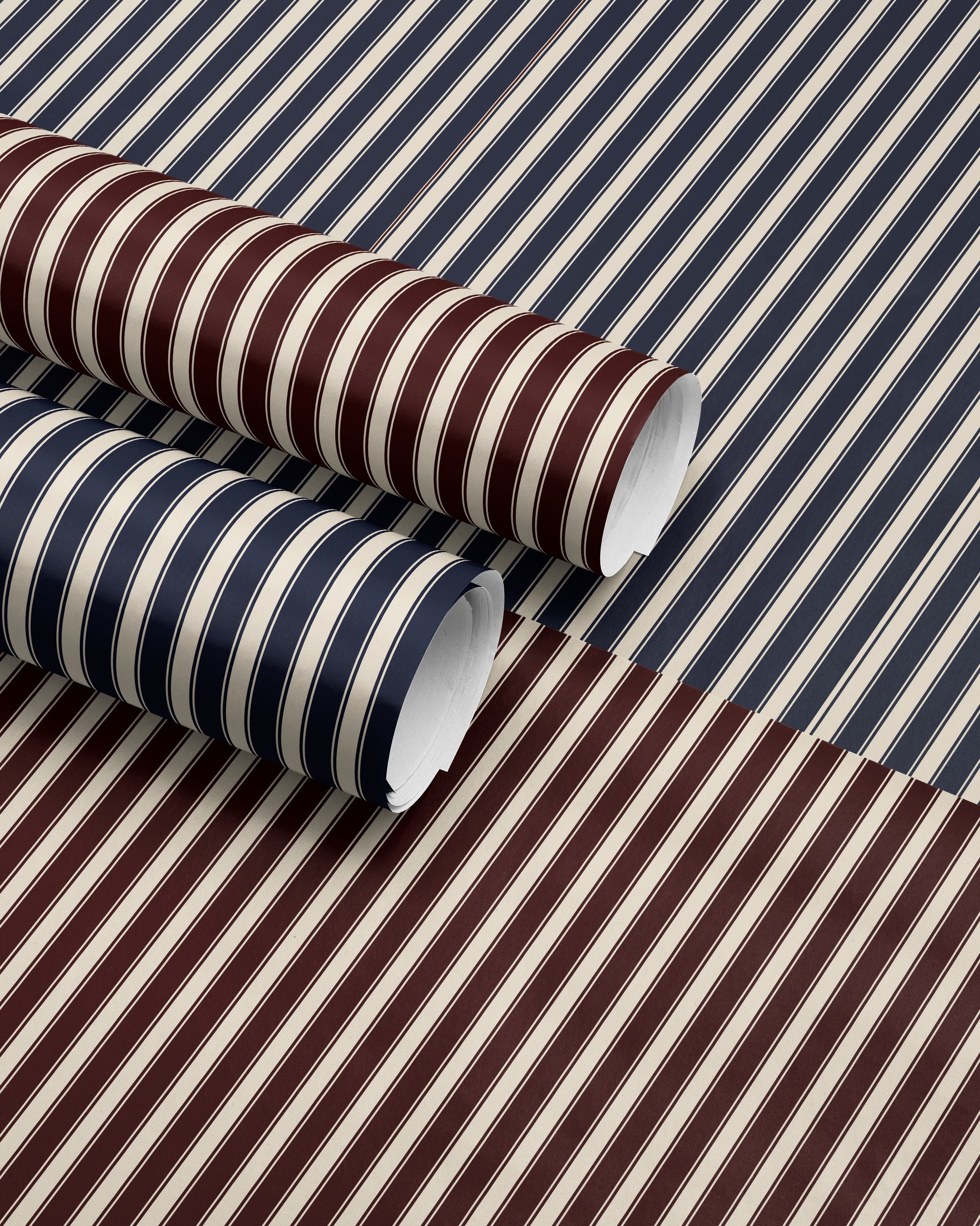 Classic Blue Striped Christmas Wrapping Paper. Vintage Striped Holiday Gift Wrap. elegant Christmas Gift Wrap. Traditional Retro Gift Wrap 