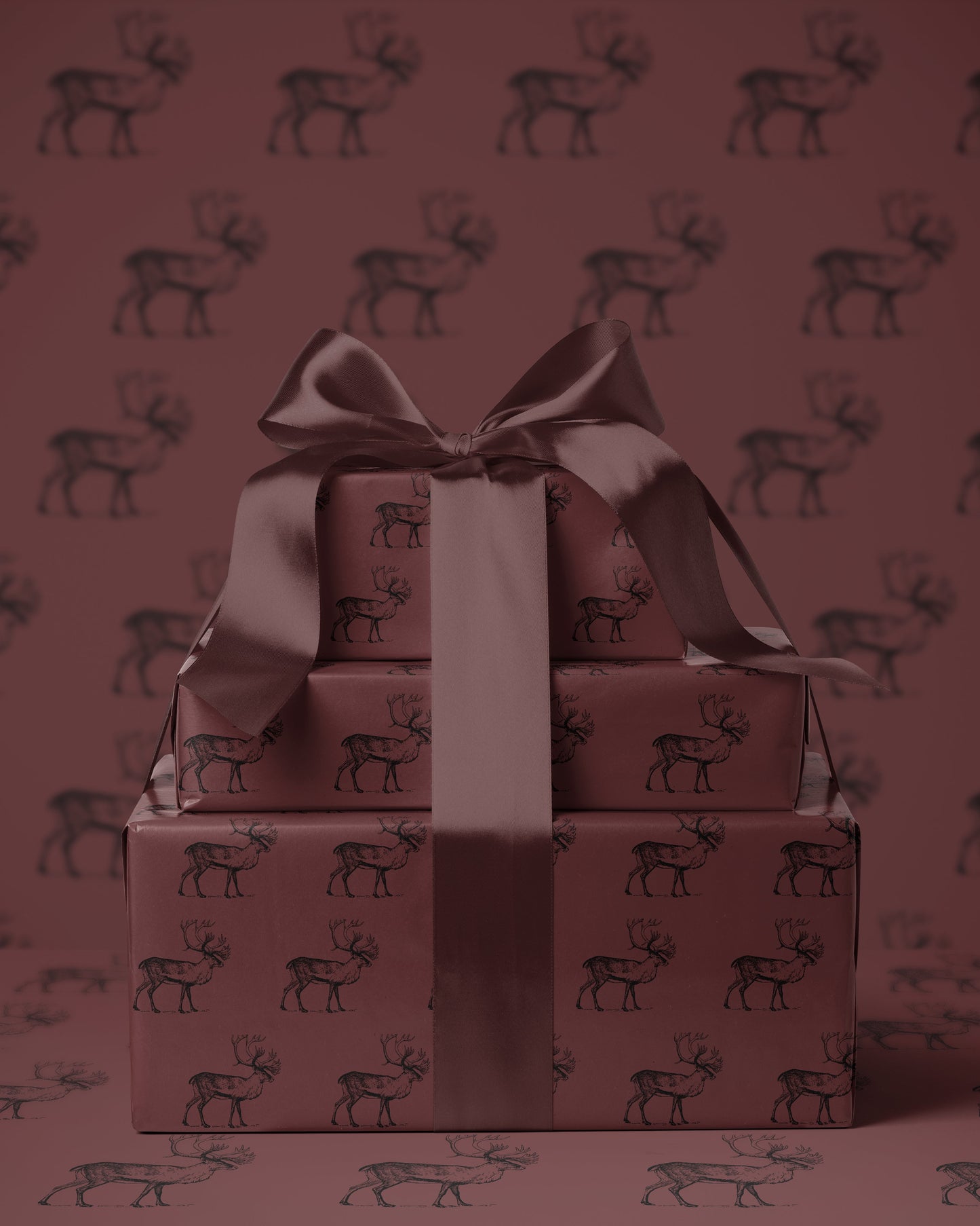 Reindeer Wrapping Paper. Vintage Christmas Gift Wrap Roll. Santa Reindeer Gift Wrap. Christmas Decor. Elegant Deer Gift Wrap. Santa Reindeer