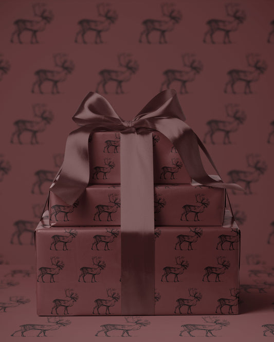 Reindeer Wrapping Paper. Vintage Christmas Gift Wrap Roll. Santa Reindeer Gift Wrap. Christmas Decor. Elegant Deer Gift Wrap. Santa Reindeer