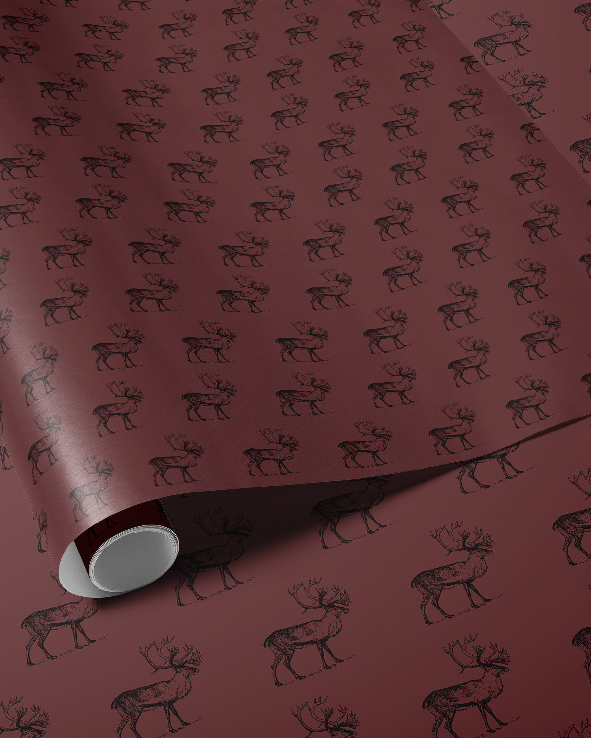 Reindeer Wrapping Paper. Vintage Christmas Gift Wrap Roll. Santa Reindeer Gift Wrap. Christmas Decor. Elegant Deer Gift Wrap. Santa Reindeer