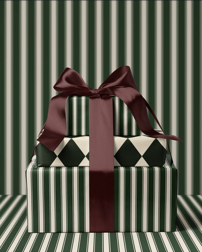 Classic Green Striped Christmas Wrapping Paper. Vintage Striped Holiday Gift Wrap. elegant Christmas Gift Wrap. Traditional Retro Gift Wrap 