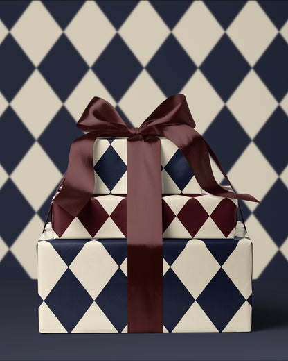 Blue Argyle Gift Wrap. Christmas Gift Wrap Roll. Plaid Wrapping Paper. Classic Christmas Paper. Elegant Christmas Gift Wrap. Blue Holiday Gift Wrap