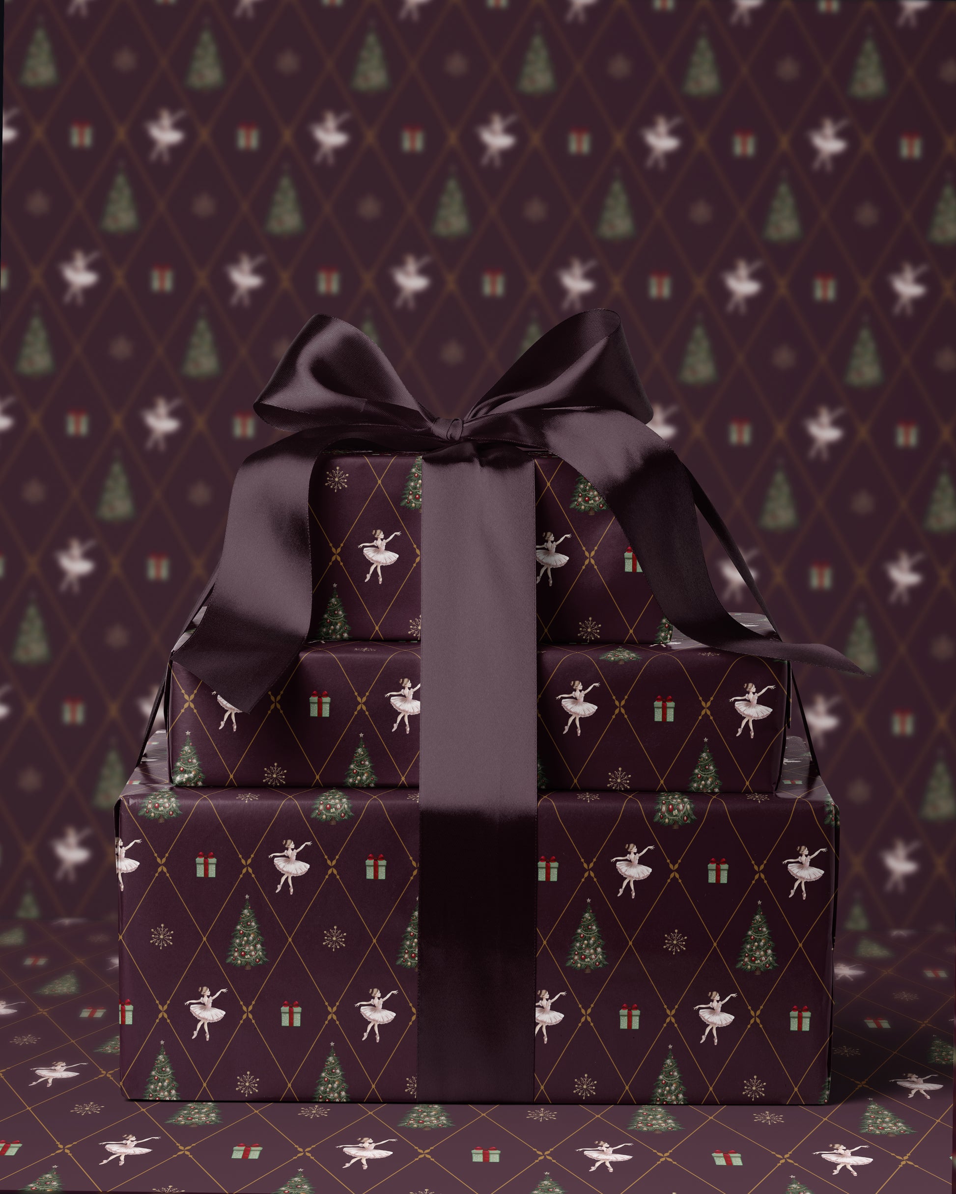 Ballerina Wrapping Paper Girl Gift Wrap Nutcracker Gift Wrap Elegant Christmas Gift Wrap Ballet Wrapping Paper Christmas Gift Wrap Girl Plum Purple Christmas Gift Wrap 