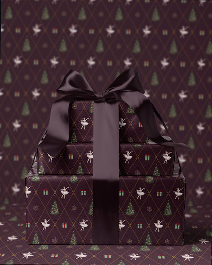 Ballerina Wrapping Paper Girl Gift Wrap Nutcracker Gift Wrap Elegant Christmas Gift Wrap Ballet Wrapping Paper Christmas Gift Wrap Girl Plum Purple Christmas Gift Wrap 