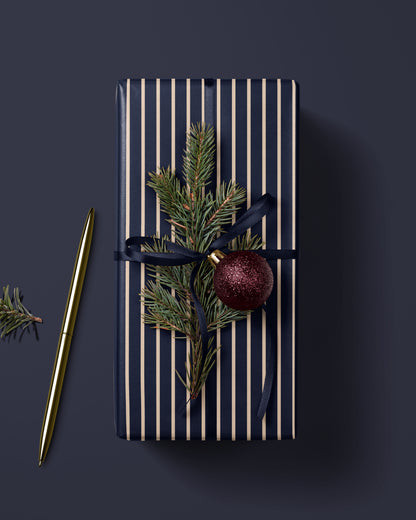Elegant Blue Striped Wrapping Paper. Christmas Gift Wrap Roll. Classy Wrapping Paper. Traditional Holiday Gift Wrap. Retro Stripe Gift Wrap
