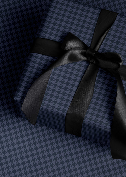 Blue Houndstooth Wrapping Paper. Elegant Wrapping Paper for Him. Vintage Christmas Gift Wrap. Masculine Gift Wrap. Luxury Wrapping Paper 