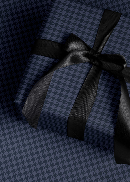 Blue Houndstooth Wrapping Paper. Elegant Wrapping Paper for Him. Vintage Christmas Gift Wrap. Masculine Gift Wrap. Luxury Wrapping Paper 