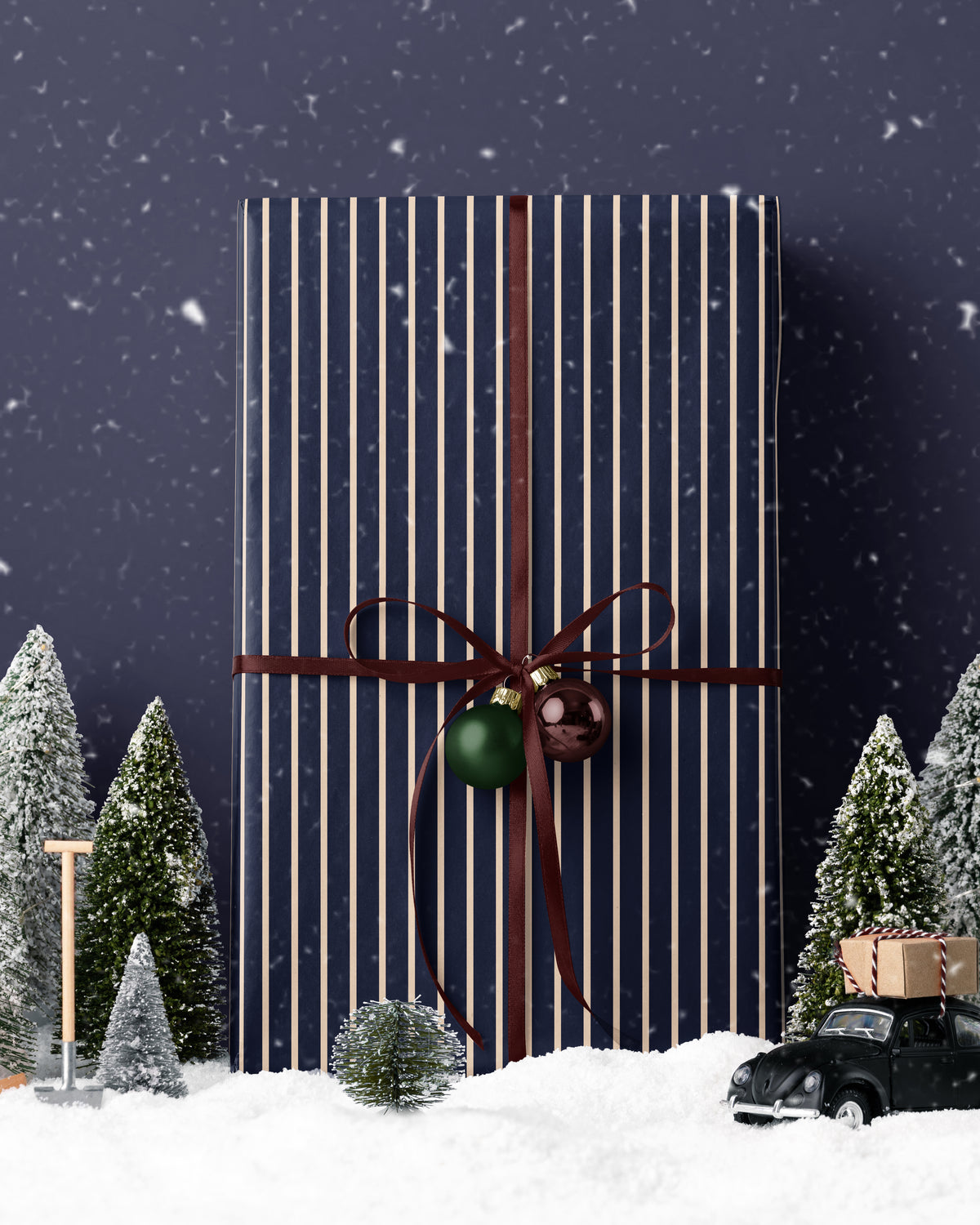 Elegant Blue Striped Wrapping Paper. Christmas Gift Wrap Roll. Classy Wrapping Paper. Traditional Holiday Gift Wrap. Retro Stripe Gift Wrap

