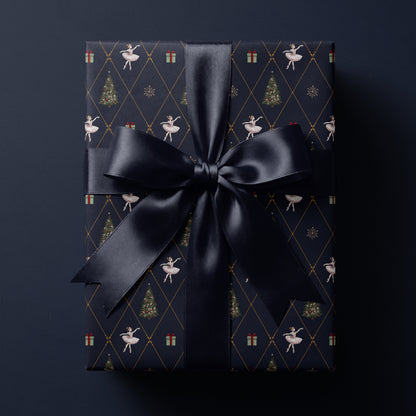 Navy Blue Nutcracker Ballerina Gift Wrap
