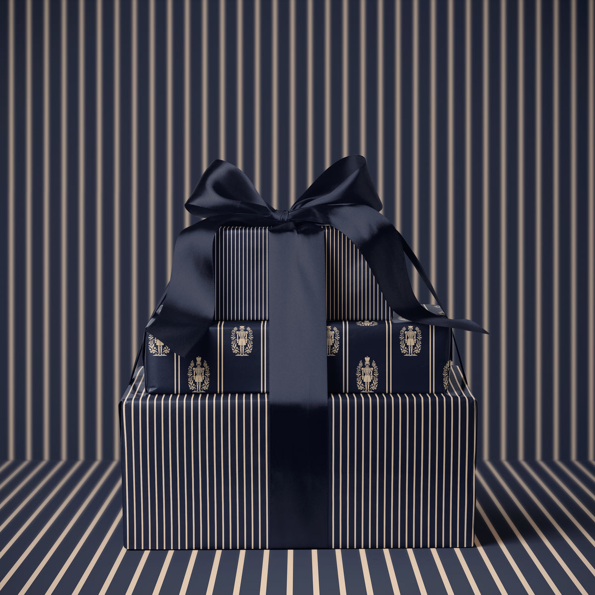 Elegant Blue Striped Wrapping Paper. Christmas Gift Wrap Roll. Classy Wrapping Paper. Traditional Holiday Gift Wrap. Retro Stripe Gift Wrap
