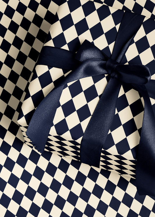 Blue Harlequin Diamond Wrapping Paper