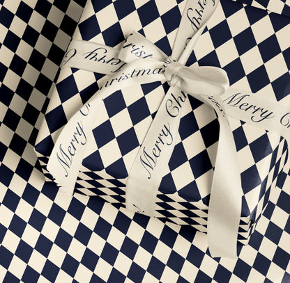 Blue Harlequin Diamond Wrapping Paper