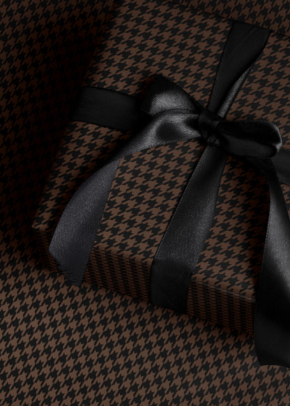 Black Brown Houndstooth Wrapping Paper. Elegant Wrapping Paper for Him. Vintage Christmas Gift Wrap. Masculine Gift Wrap. Luxury Wrapping Paper 