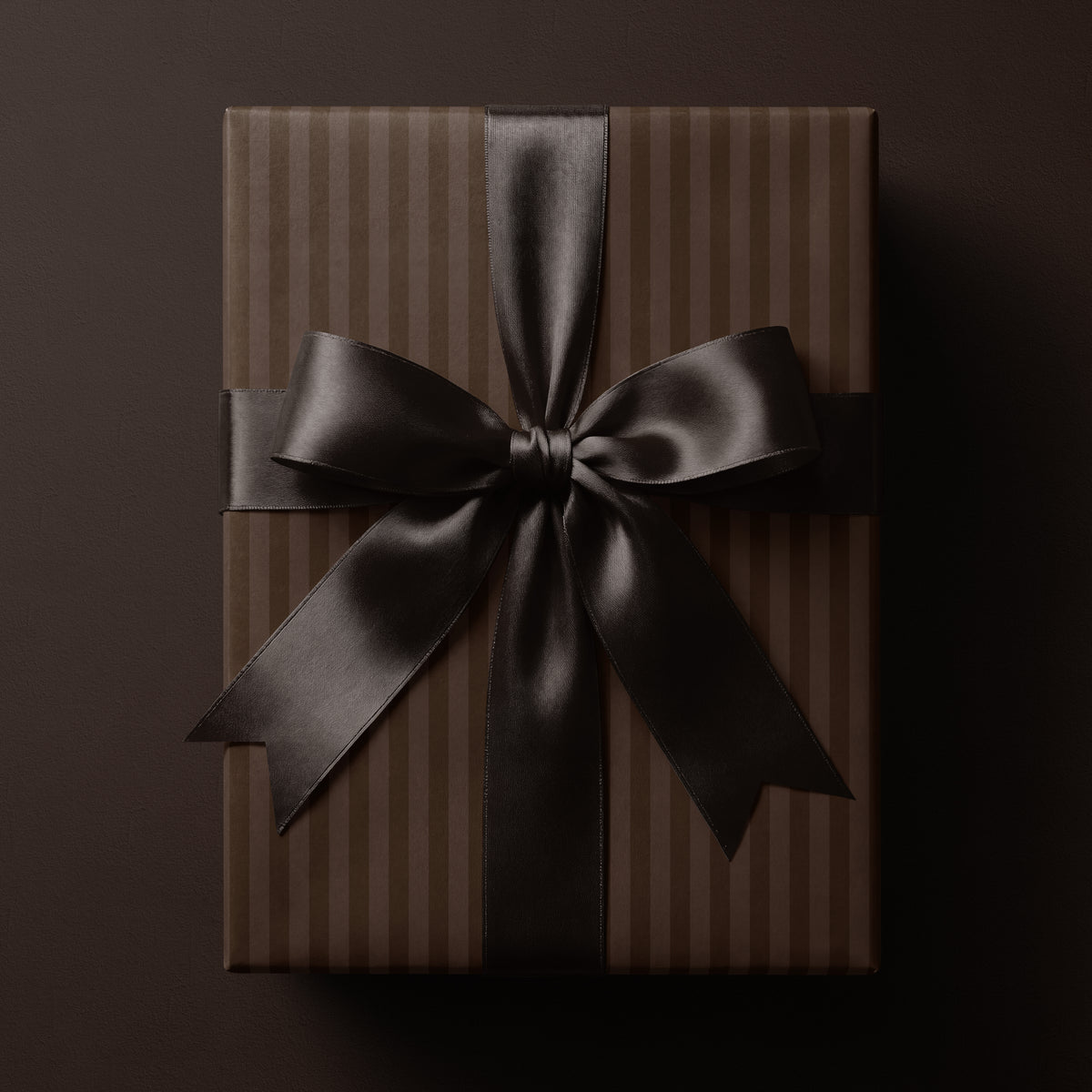 Brown striped wrapping paper featuring classic vertical stripes in rich earthy tones
