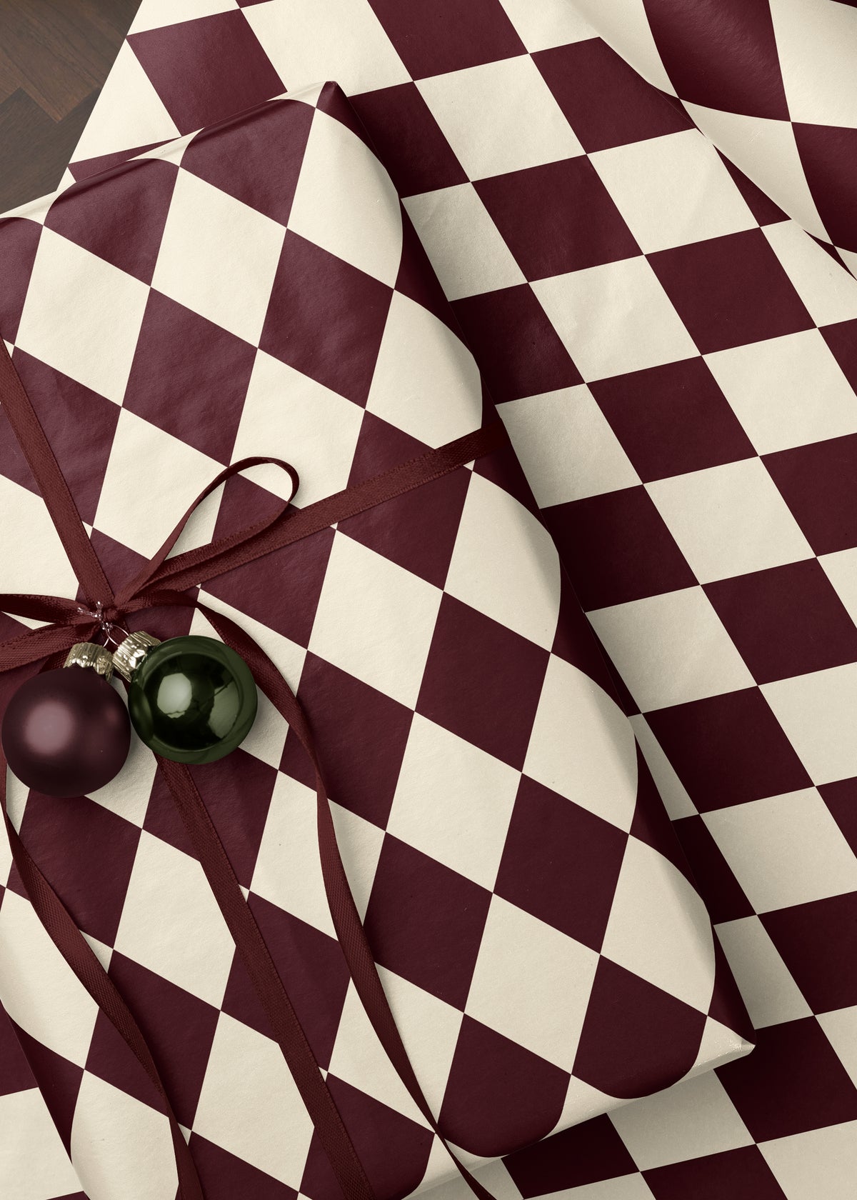 Burgundy Red Harlequin Wrapping Paper